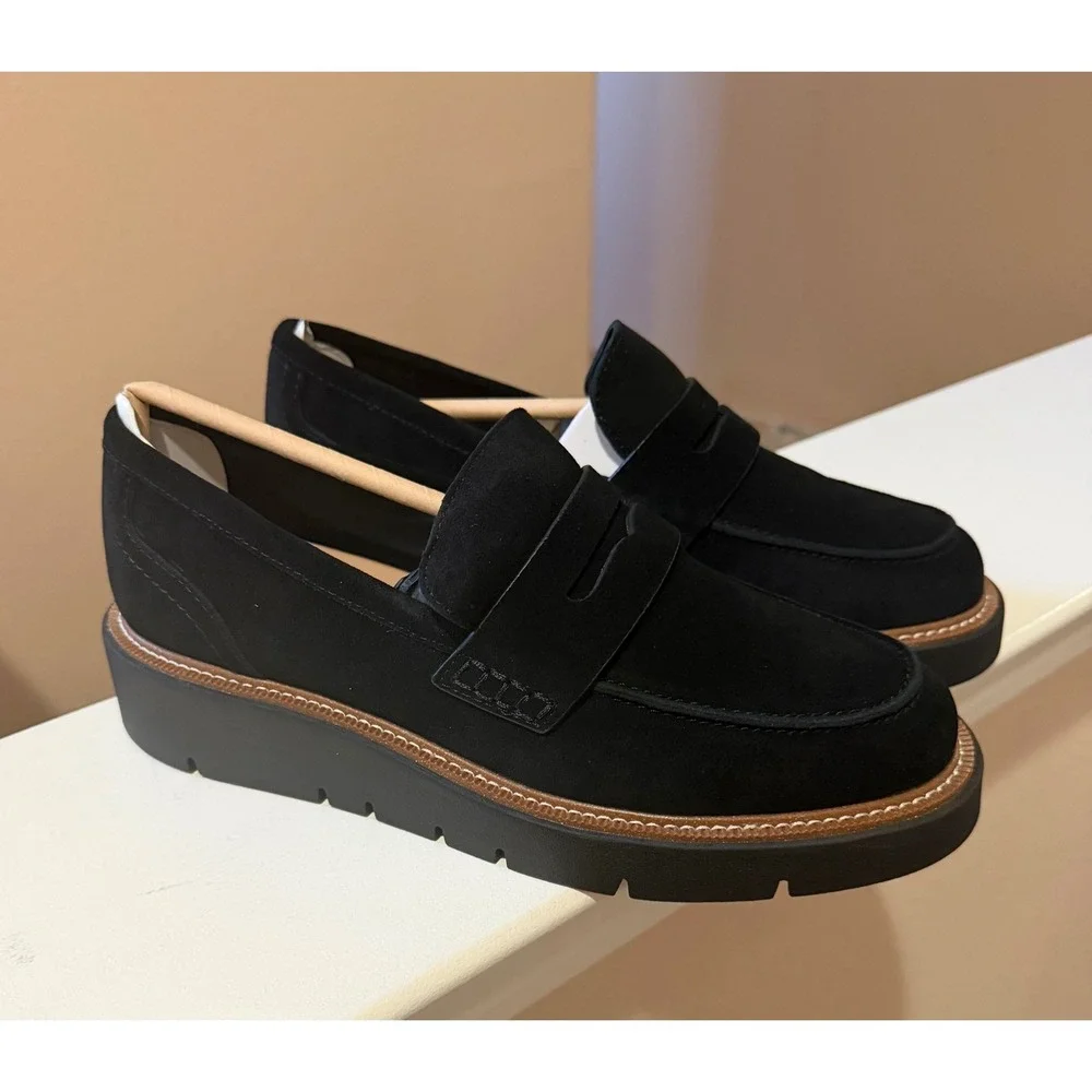 New Blondo Black Waterproof Suede Penny Loafers Comfort Slip-On Shoes Preppy 9.